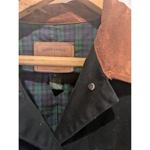Ralph Lauren L Hunting Jacket Black RRL Utility Polo Leather Chore Western - Picture 10 of 11